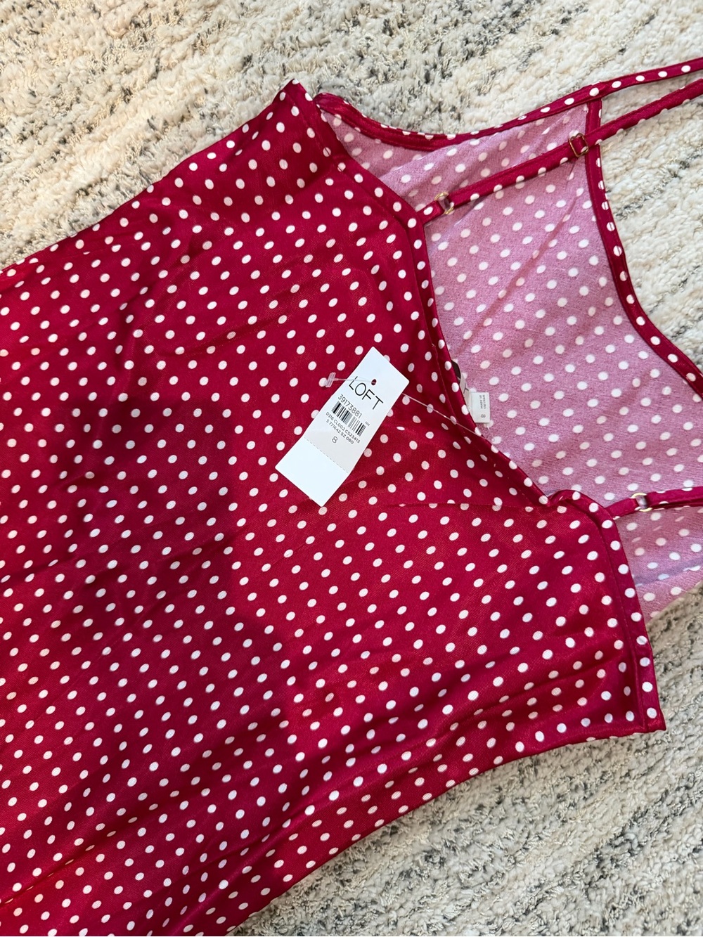LOFT Cherry Red Polka Dot Maxi Slip Dress - Picture 6 of 11